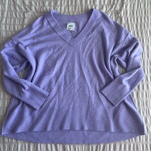 Aerie Lavender V-Neck Long Sleeve Sweater (XL)